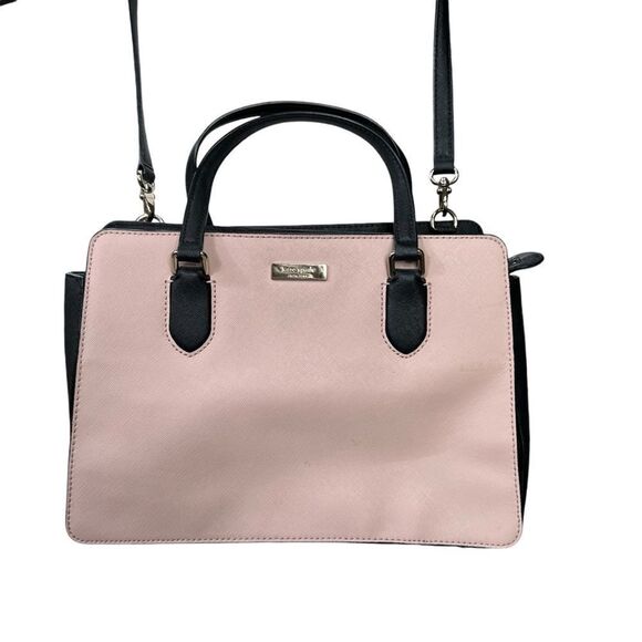 Kate Spade Laurel Way Reese Saffiano Leather Blush Pink Black Crossbody - Picture 3 of 16